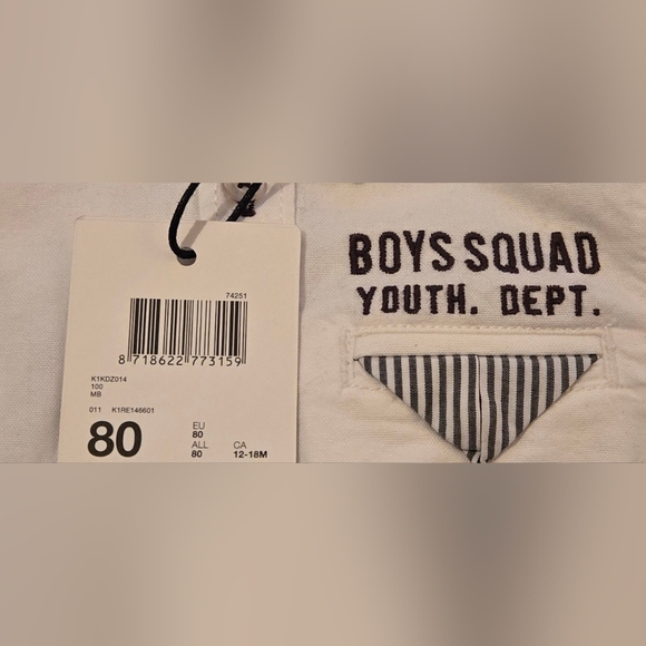 NWT - Vintage Mexx Baby Button-down Collared Shirt - White w/Black details - Picture 7 of 10